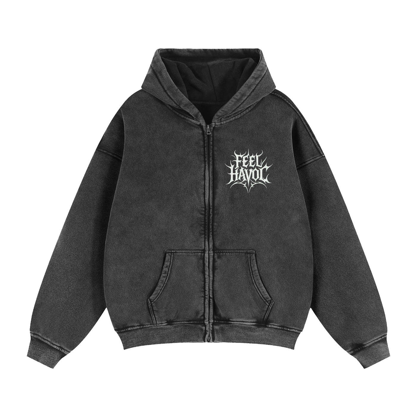 Zip-Through Boxy Fleece Hoodie