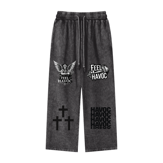 Snow Washed Straight Leg Pants