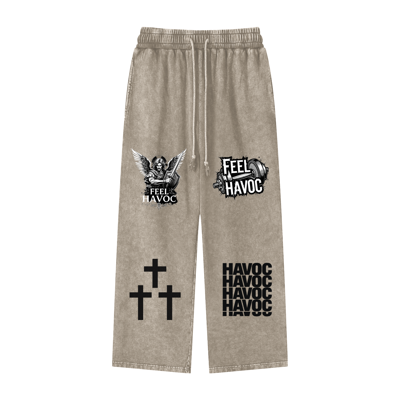 Snow Washed Straight Leg Pants