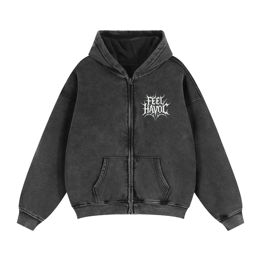 Zip-Through Boxy Fleece Hoodie