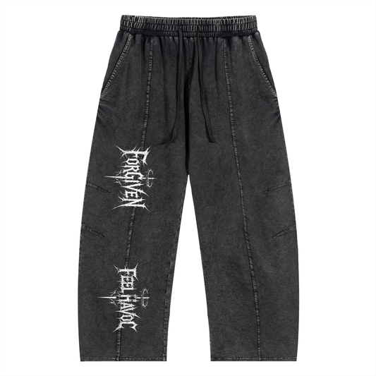 Snow Wash Drawstring Cotton Pants